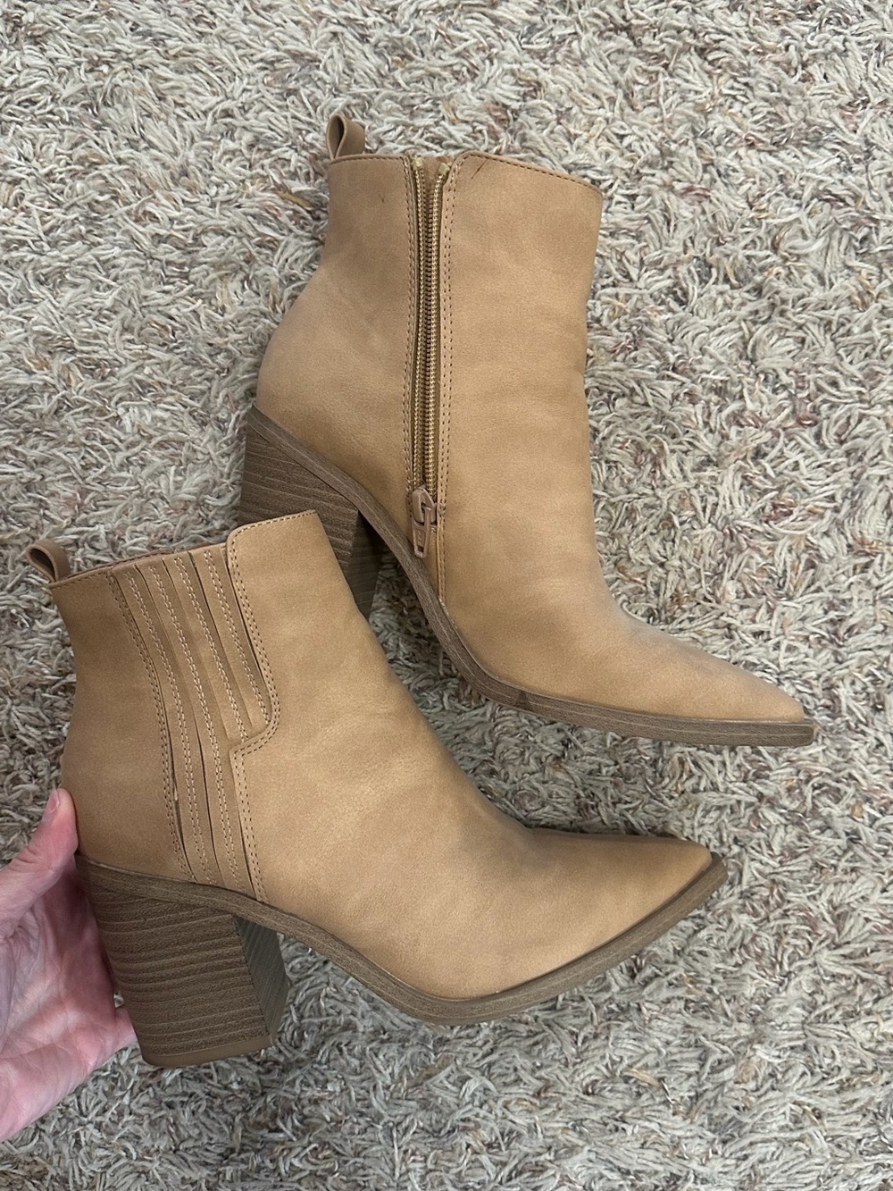 Universal Thread Tan Block Heel Ankle Booties